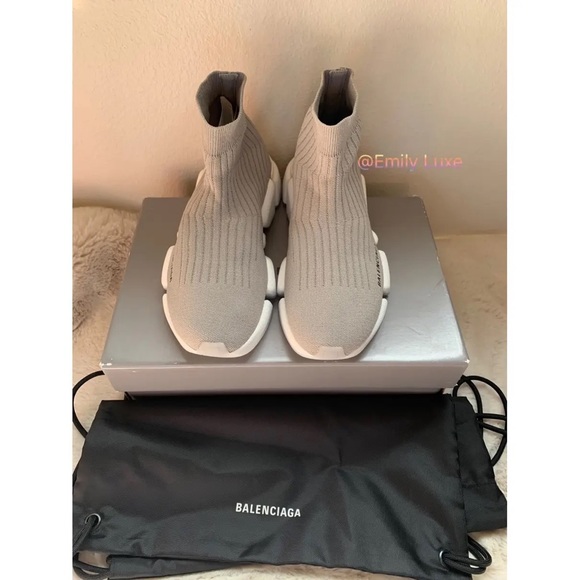 New authentic Balenciaga Women's Speed 2.0 sock knit grey white sneakers - Picture 9 of 9
